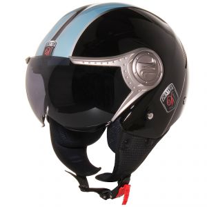 Casque jet Dexter PIT LAME NOIR/GRIS/BLEU