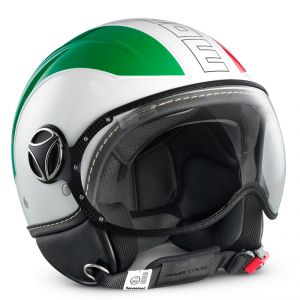 Casque jet Momo Design AVIO VERT/BLANC/ROUGE