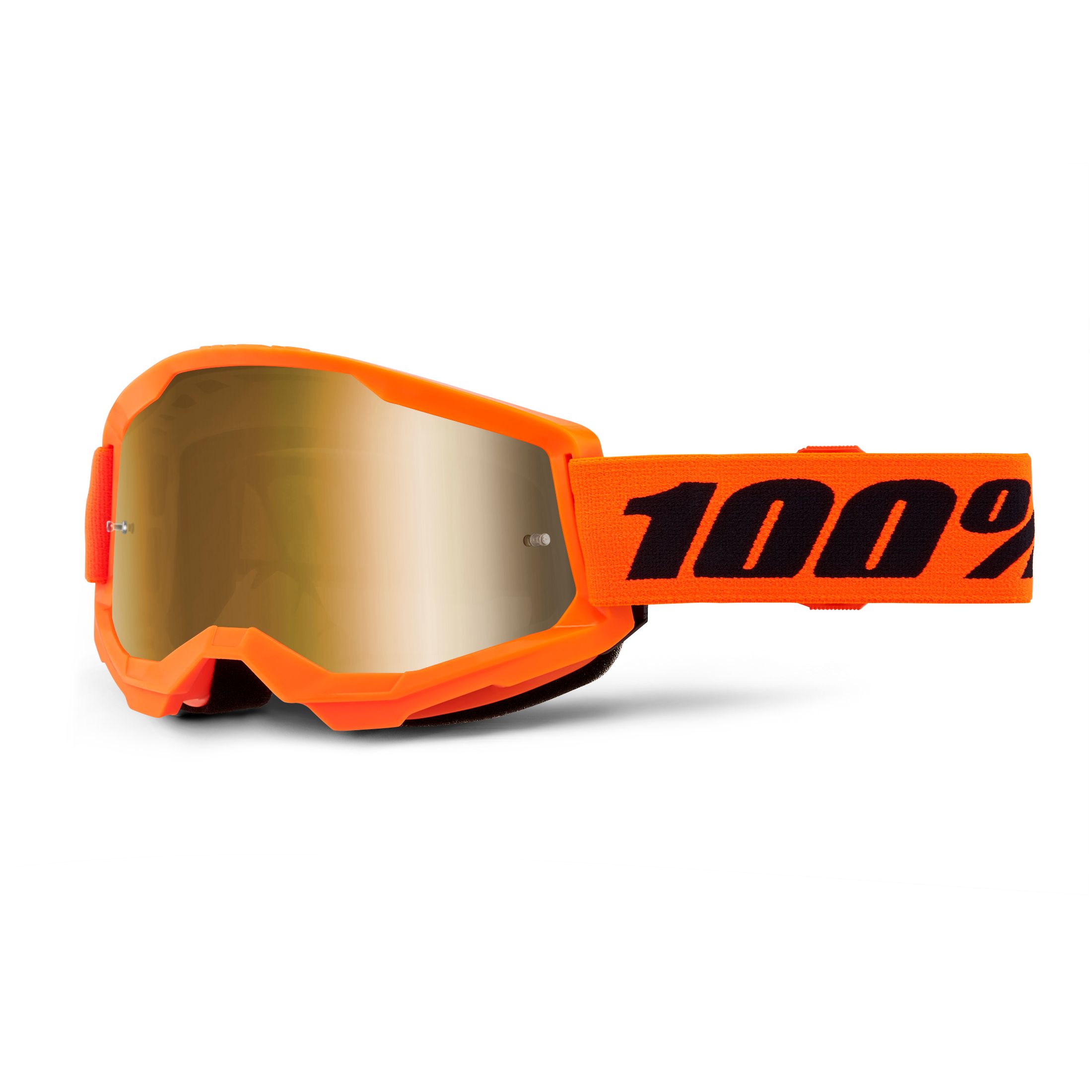 Image of Masque cross 100% STRATA 2 Orange Fluo - Mirror Gold 2024