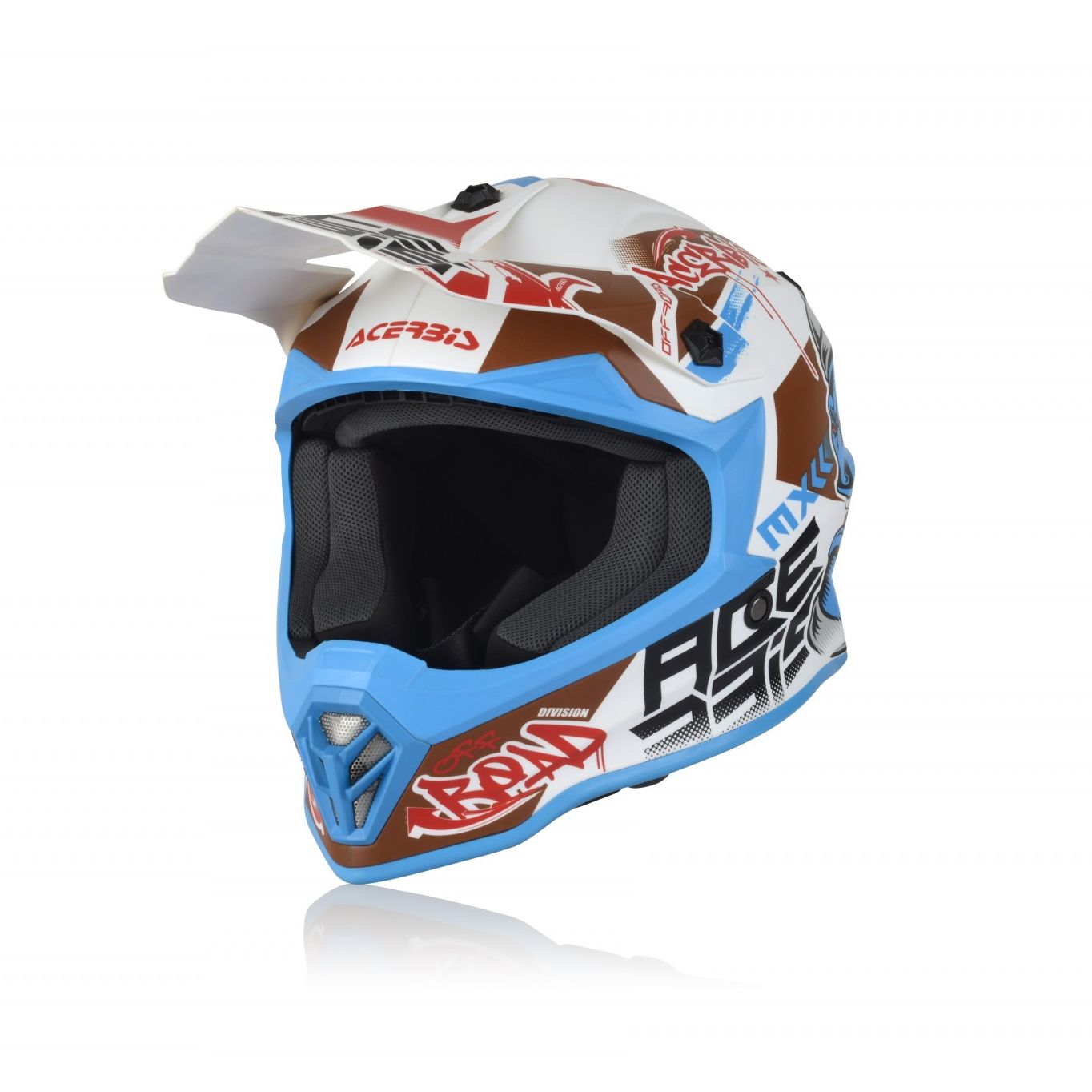 Image of Acerbis Steel Junior Casque Motocross pour enfants Blanc Bleu S