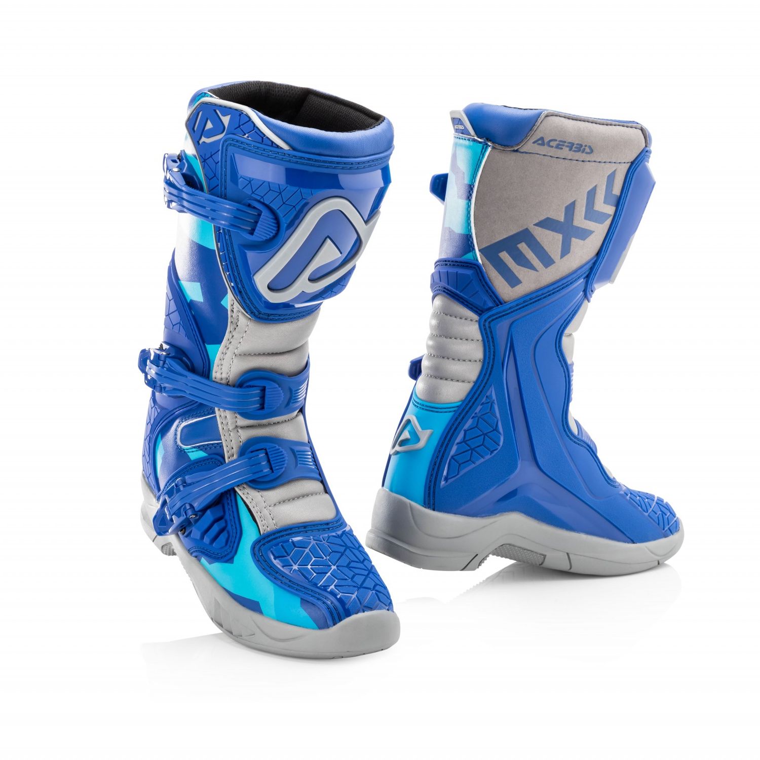 Image of Acerbis X-Team Bottes de motocross pour enfants Gris Bleu 33