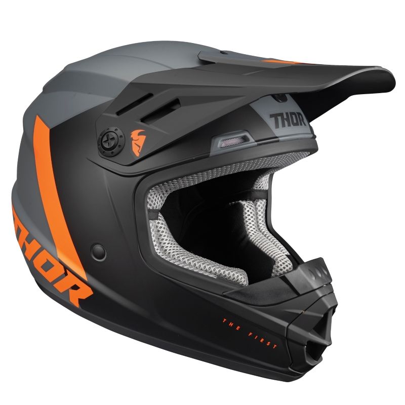 Image of Casque cross Thor SECTOR - CHEV - CHARCOAL ORANGE ENFANT