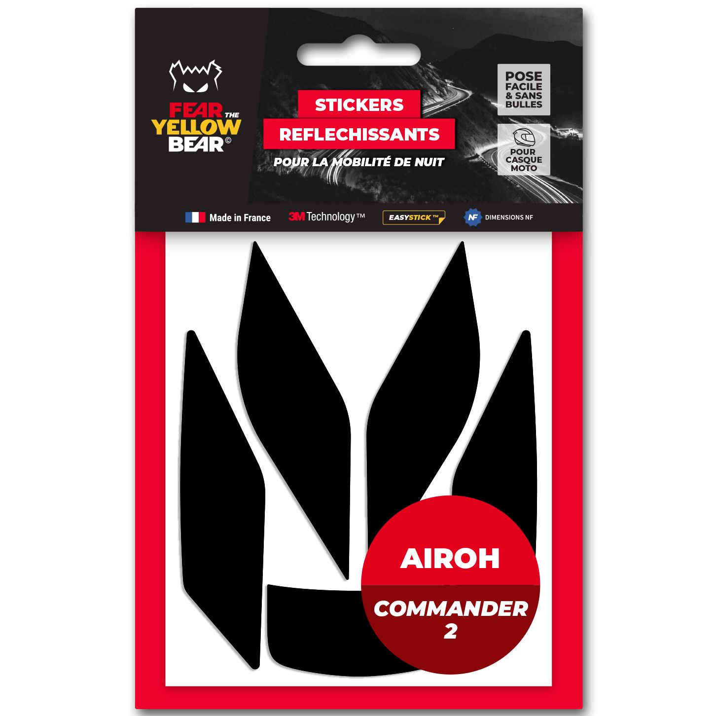 Stickers Réfléchissants Fear The Yellow Bear Replica Airoh Commander 2