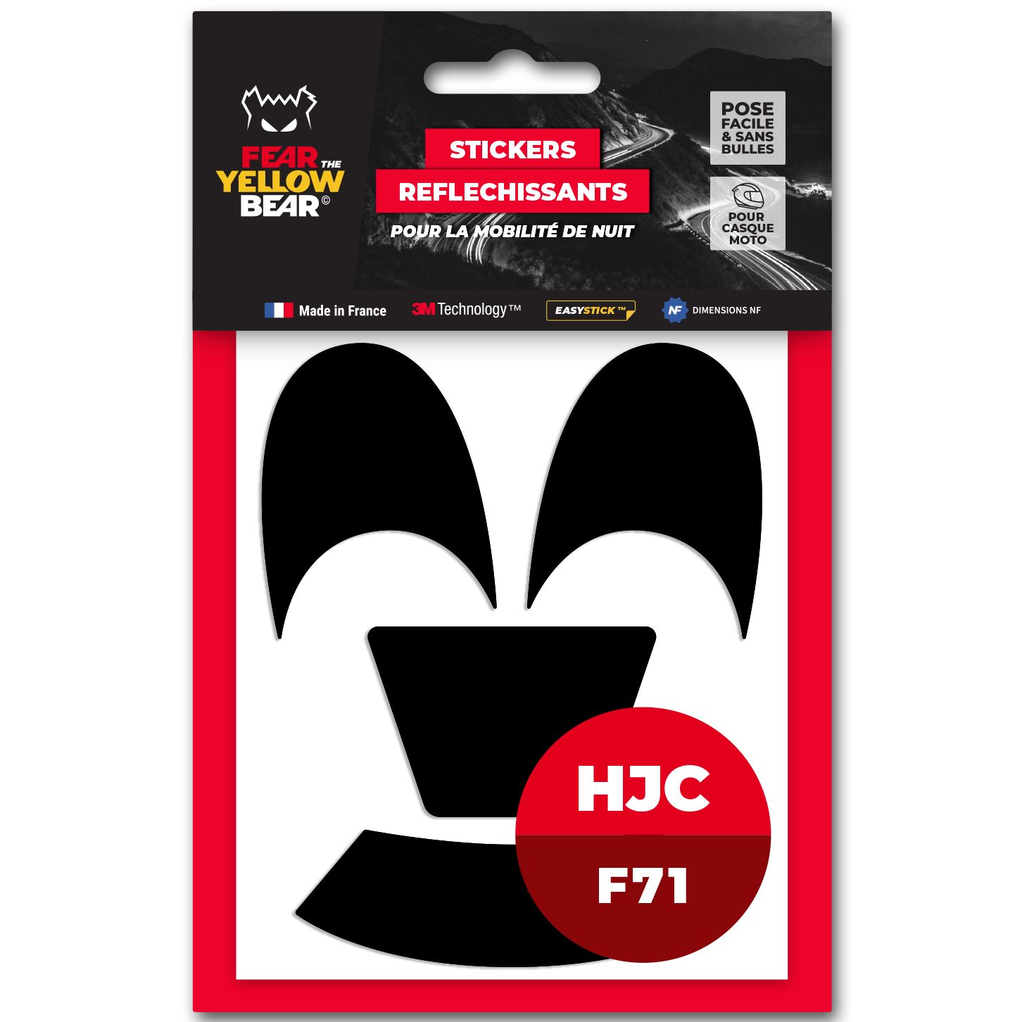 Stickers Réfléchissants Fear The Yellow Bear Replica HJC F71