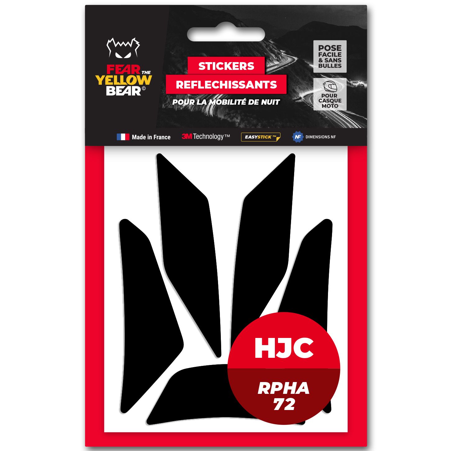 Stickers Réfléchissants Fear The Yellow Bear Replica HJC RPHA 72