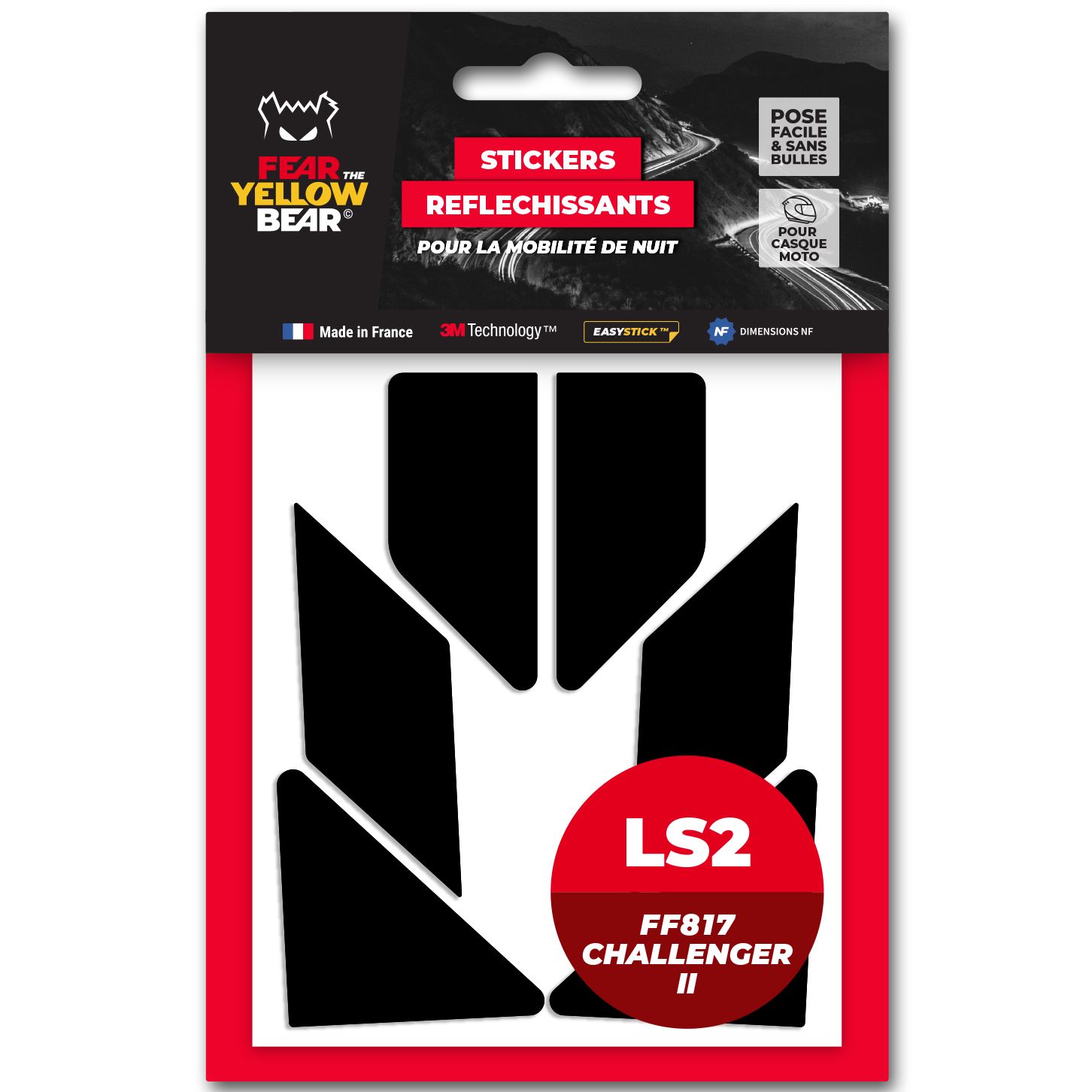 Stickers Réfléchissants Fear The Yellow Bear REPLICA LS2 FF817 Challenger II