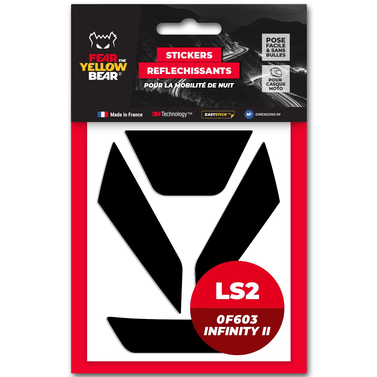 Stickers Réfléchissants Fear The Yellow Bear Replica LS2 0F603 Infinity II