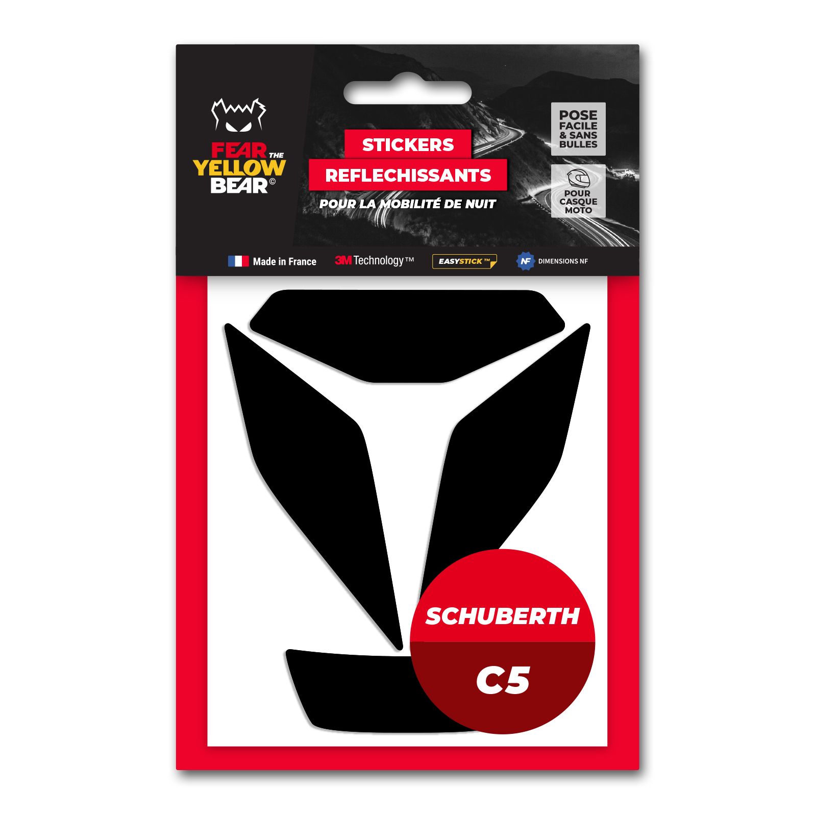 Stickers Réfléchissants Fear The Yellow Bear REPLICA SCHUBERTH C5