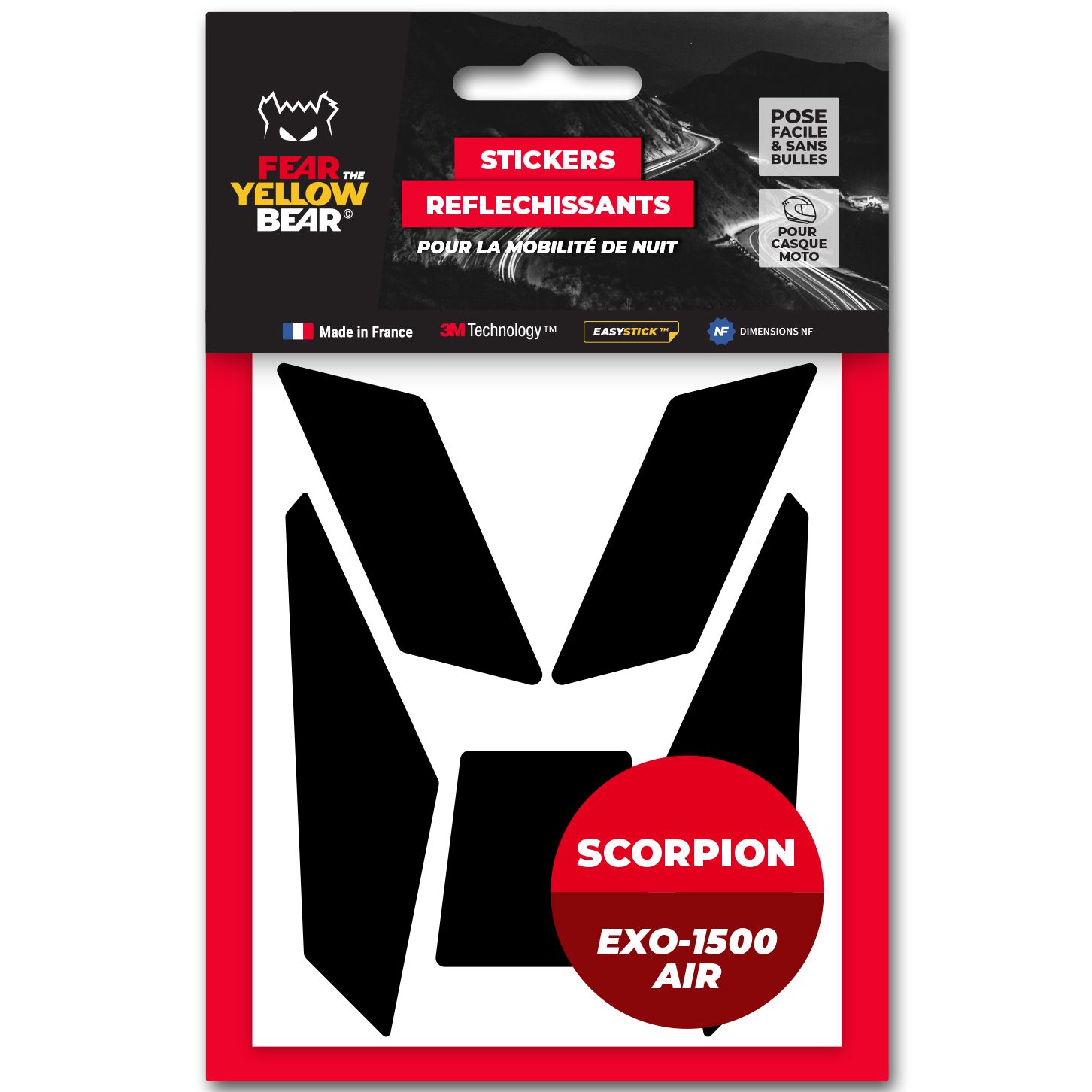 Stickers Réfléchissants Fear The Yellow Bear Replica Scorpion Exo 1500 Air