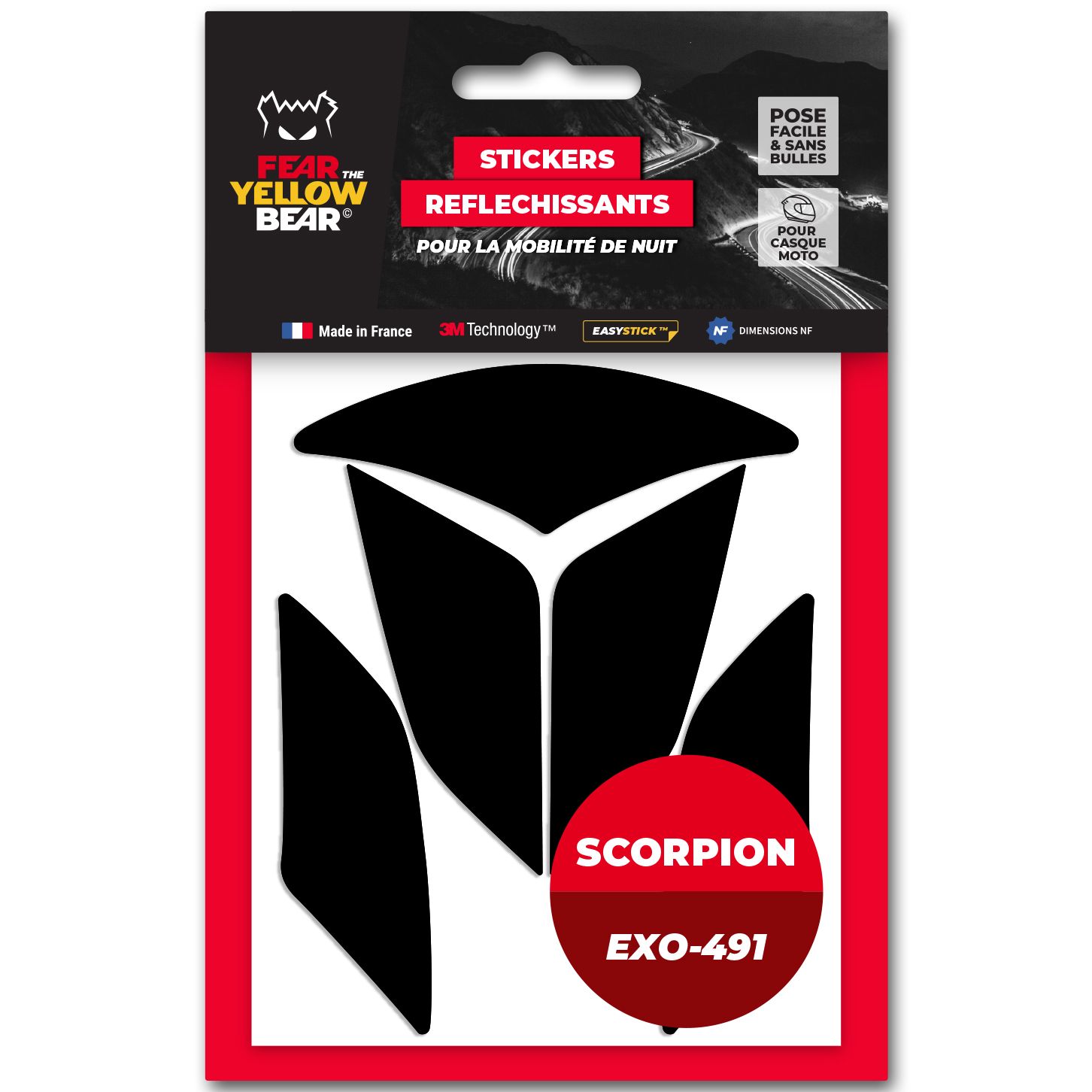 Stickers Réfléchissants Fear The Yellow Bear REPLICA Scorpion Exo 491