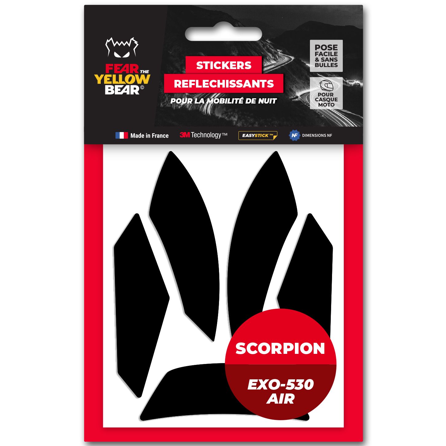Stickers Réfléchissants Fear The Yellow Bear Replica Scorpion Exo 530 Air