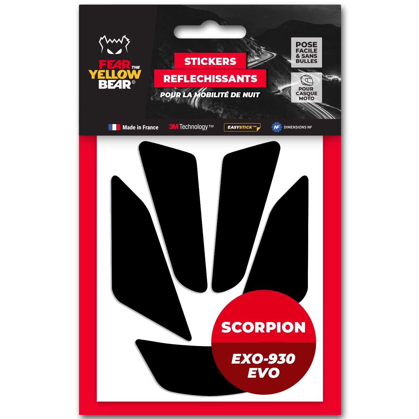 Stickers Réfléchissants Fear The Yellow Bear REPLICA Scorpion Exo 930 Evo