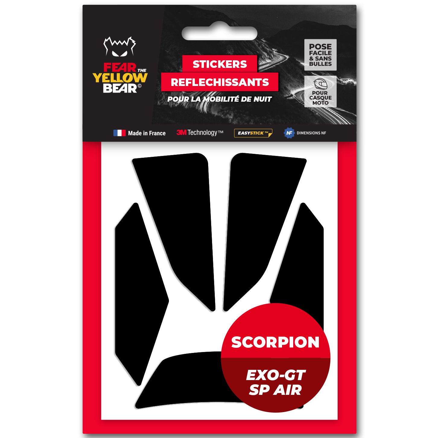 Stickers Réfléchissants Fear The Yellow Bear REPLICA Scorpion Exo GT SP Air