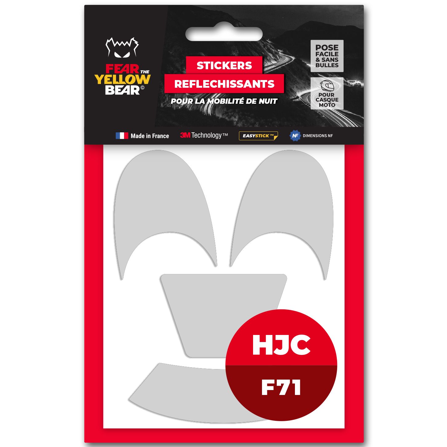 Fear The Yellow Bear Replica HJC F71 reflective stickers