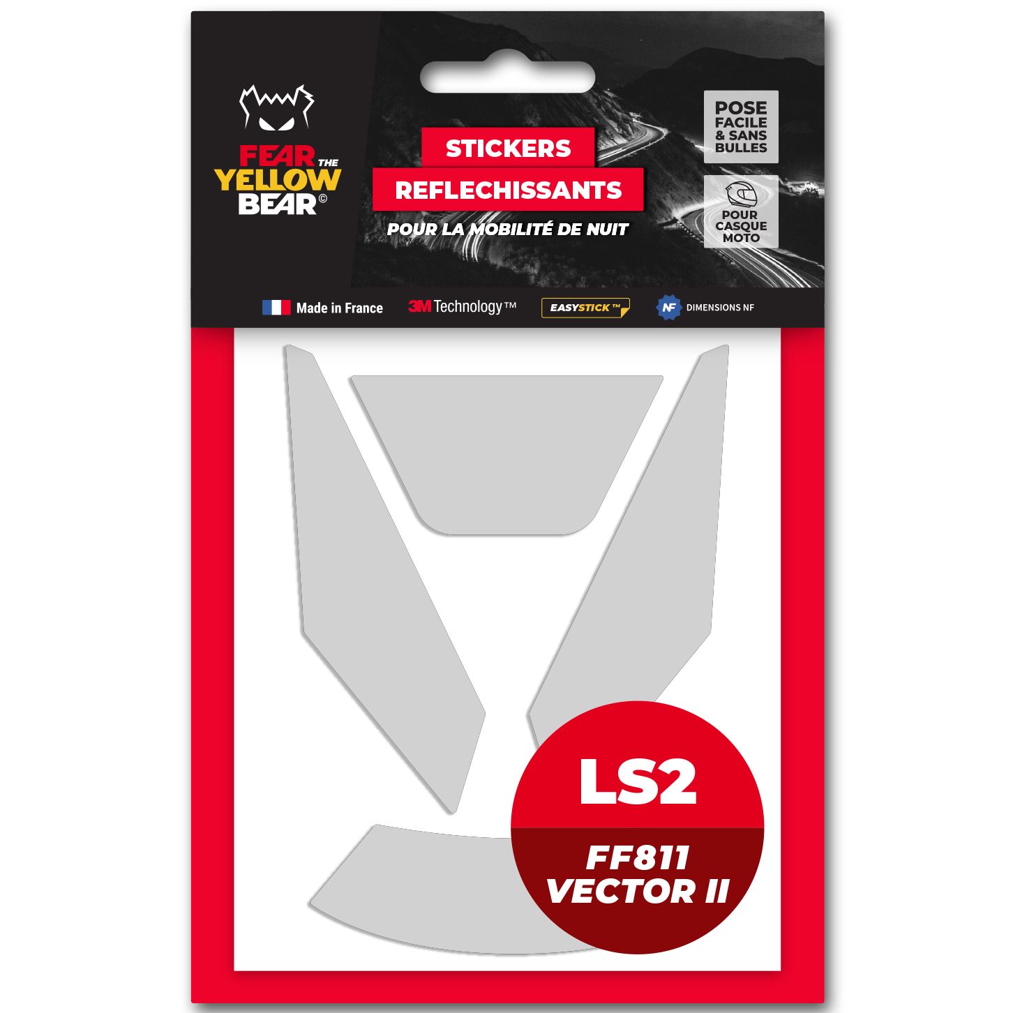 Fear The Yellow Bear REPLICA LS2 FF811 Vector II reflective stickers