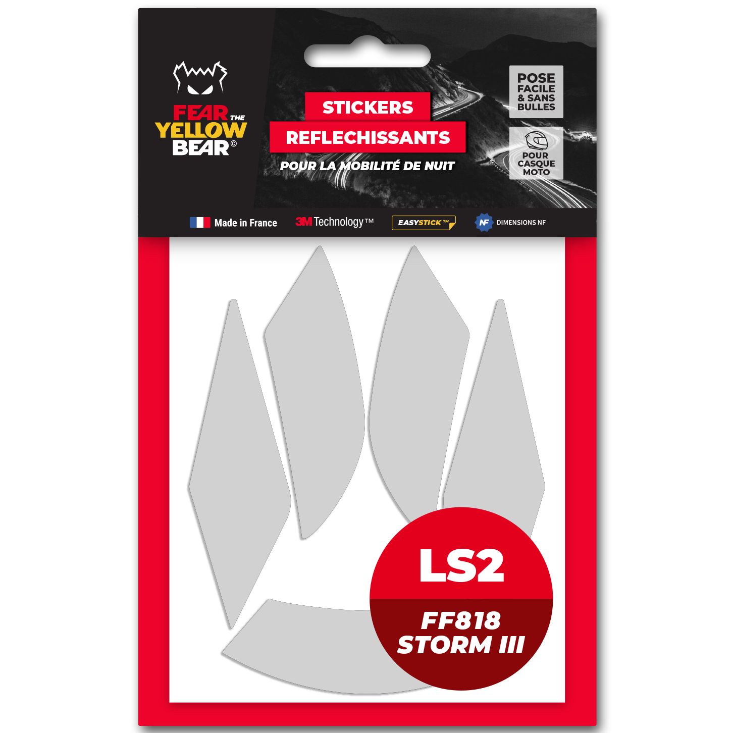 Fear The Yellow Bear Replica LS2 FF818 Storm III reflective stickers