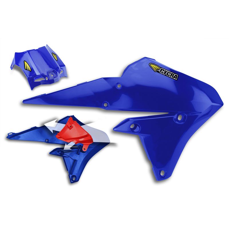 Image of Ouie de radiateur CYCRA bleu avec couvre boite à air