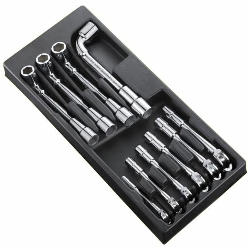 Boite à outils Expert Module d'outils 10 clés à pipe 6 pans - plateau plastique