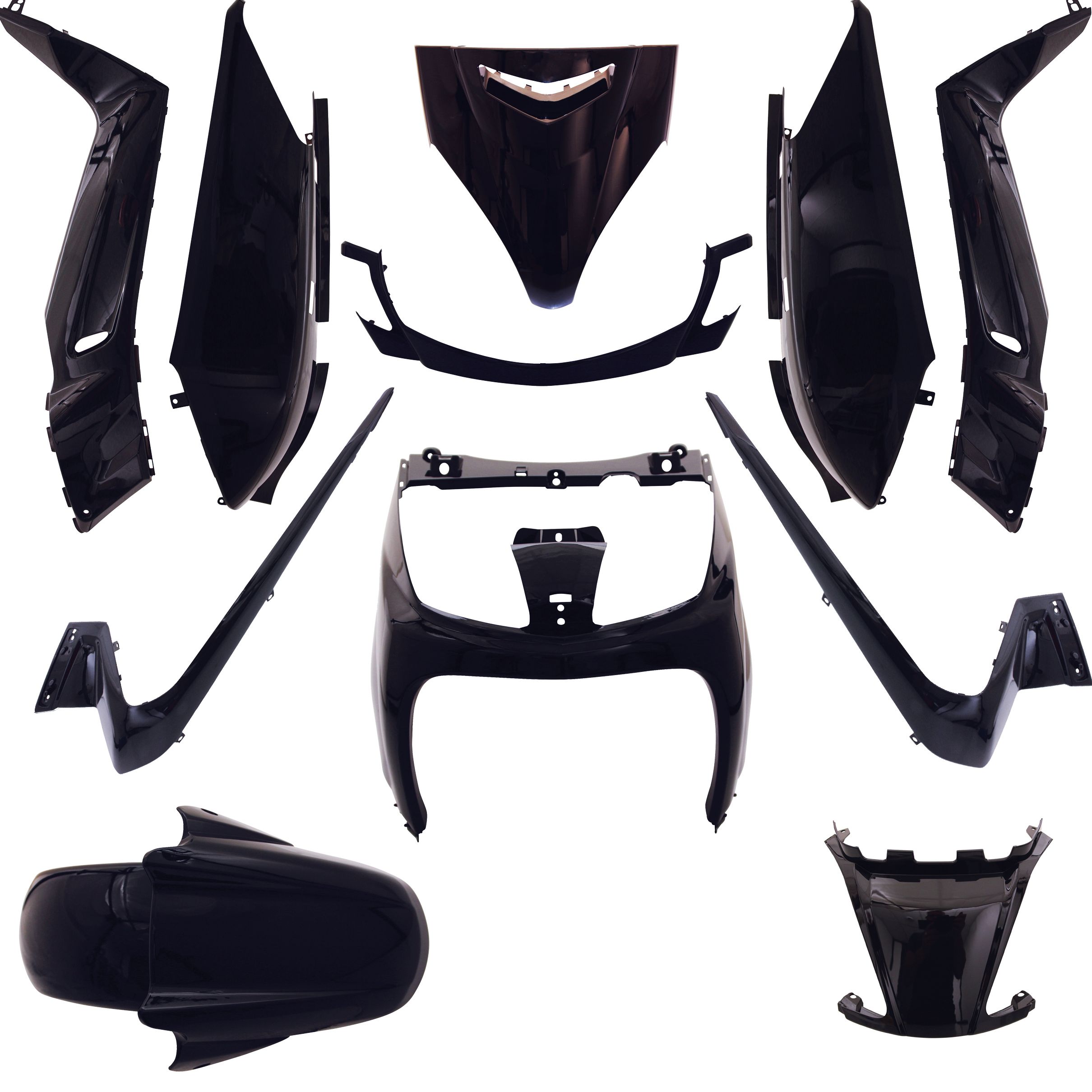 Image of Kit carénage P2R Kit carénage noir brillant (11 pièces) maxi-scooter