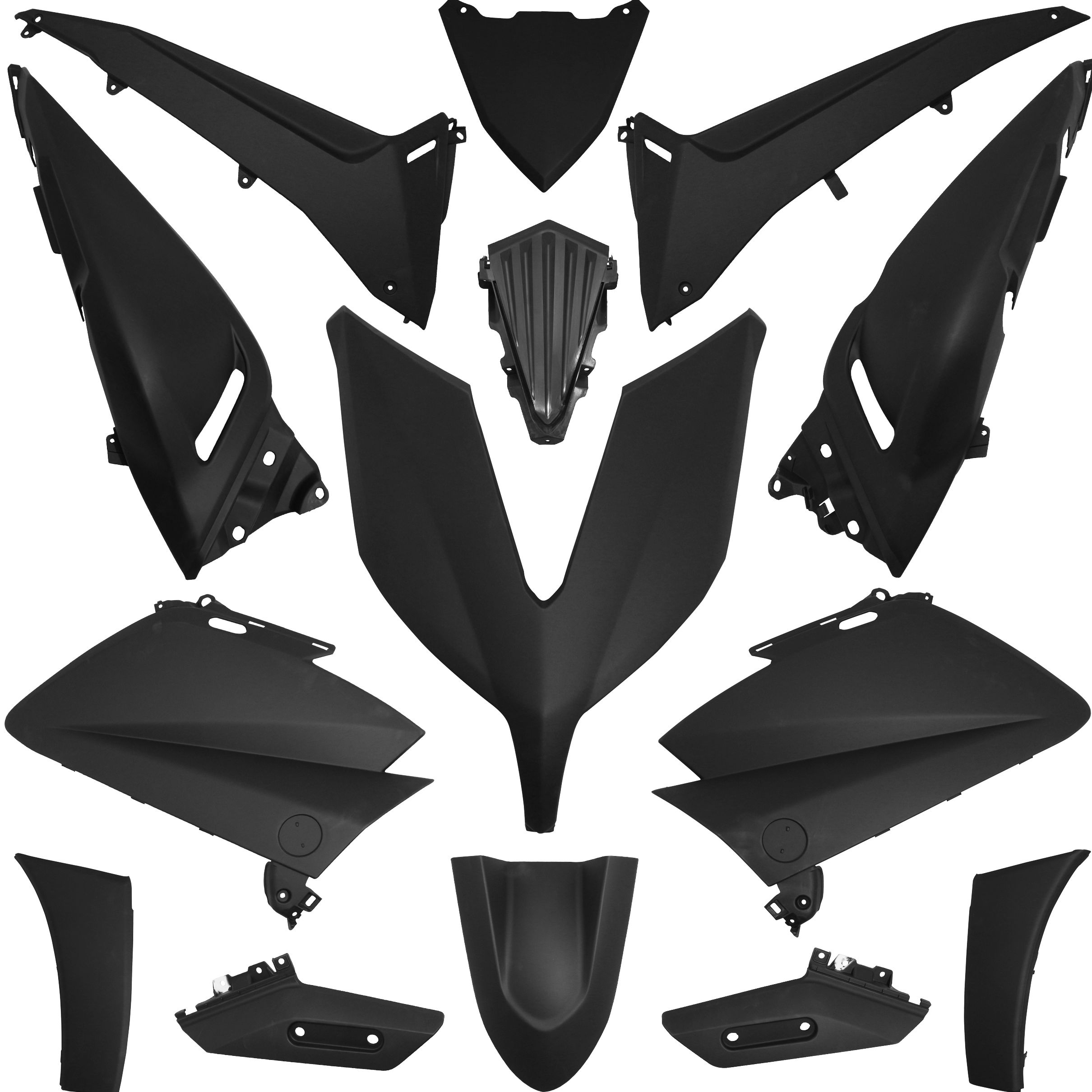 Image of Kit carénage P2R noir mat (14 pièces) maxi-scooter