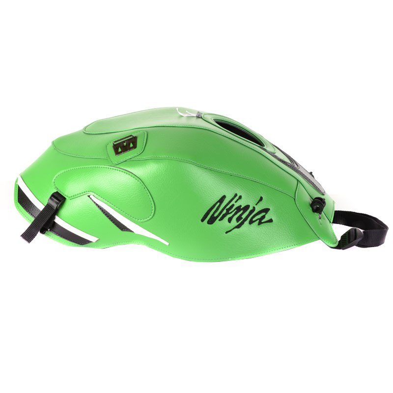 Tapis de réservoir Bagster Vert/Déco noir Argent/Pointes noires/Bandes Noires et Blanches