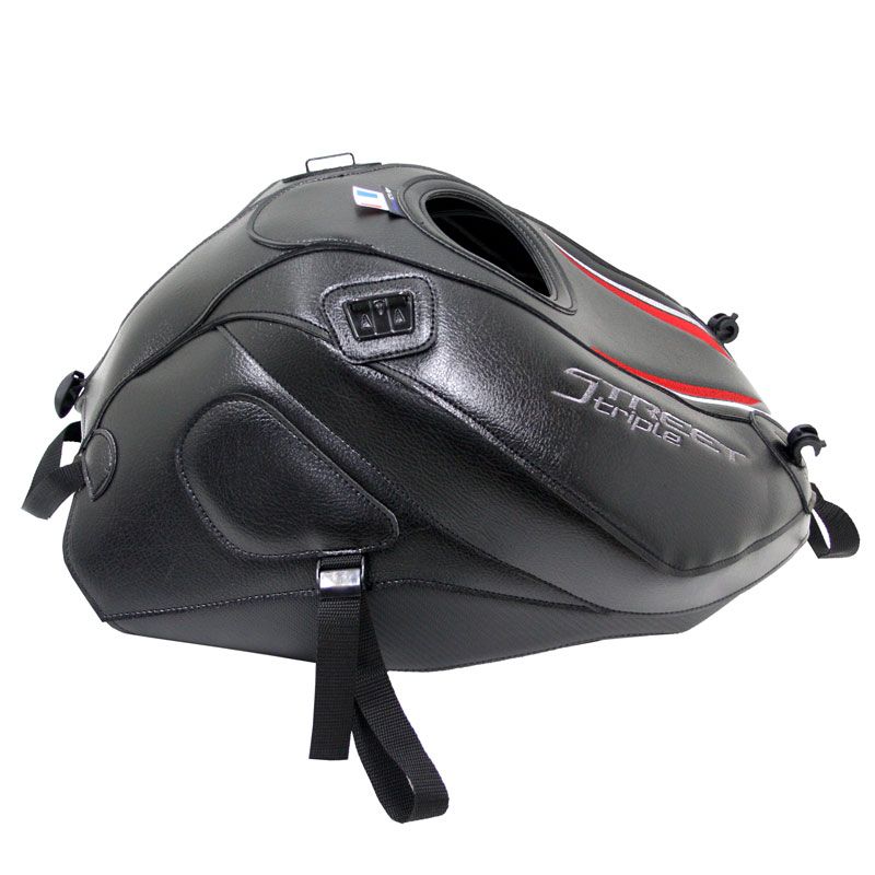 Tapis de réservoir Bagster NOIR/DECO ARGENT/ROUGE