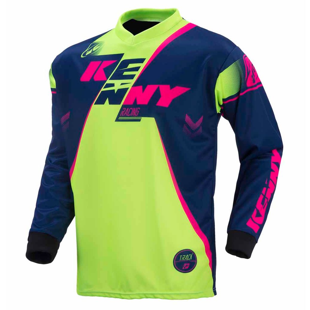 Maillot Cross Kenny Track Youth - Marine / Lime / Rose Fluo -