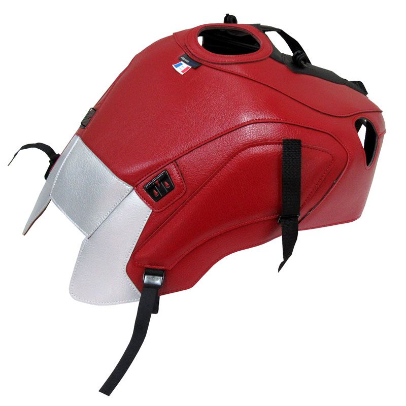 Tapis de réservoir Bagster NOIR MAT GRAINE/ROUGE FONCE/DECO ARGENT