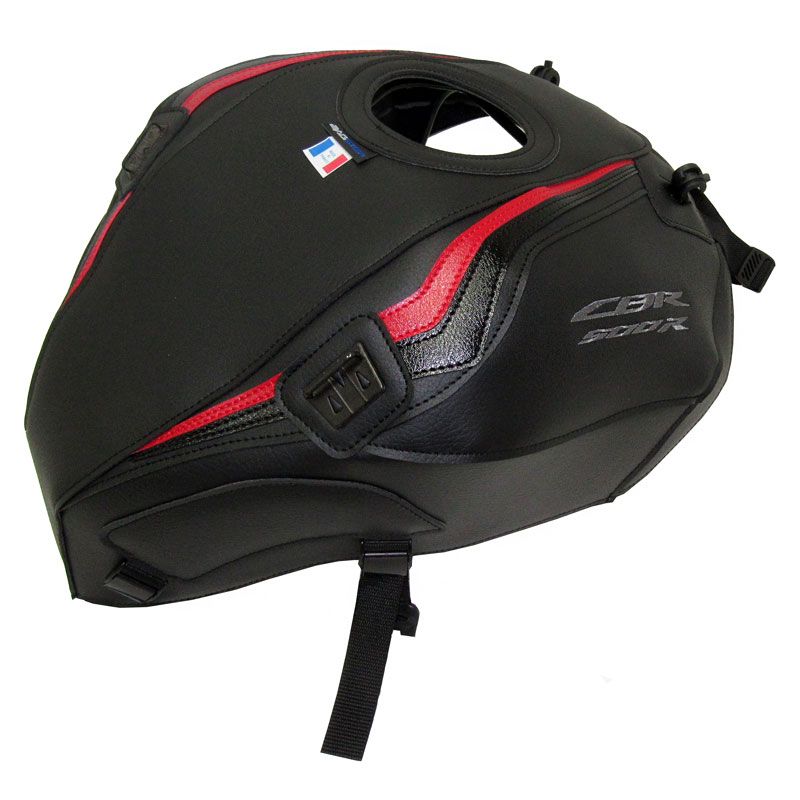 Tapis de réservoir Bagster NOIR MAT GRAINE DECO ROUGE/NOIR