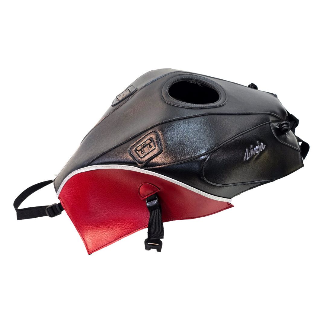 Tapis de réservoir Bagster NOIR/DECO ROUGE FONCÉ/LISERÉ ARGENT