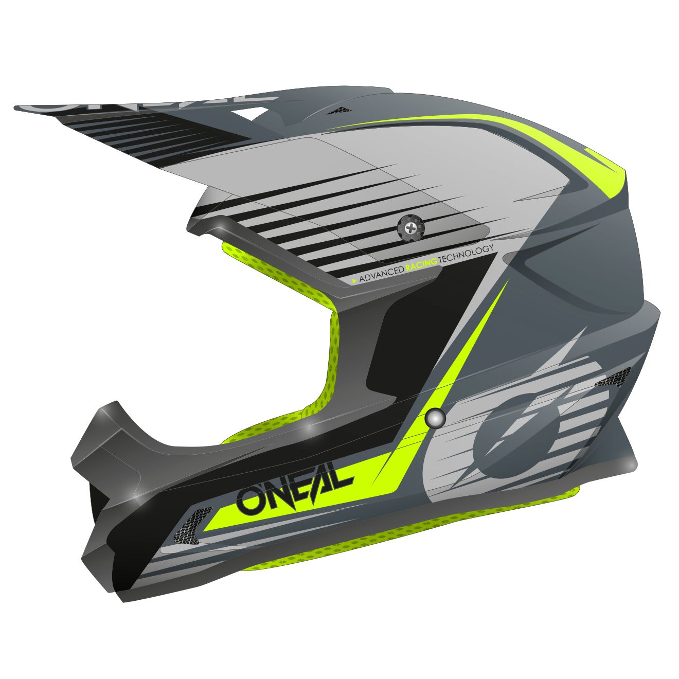 Image of Casque cross O'Neal 1 SRS - YOUTH STREAM - GRAY NEON YELLOW GLOSSY