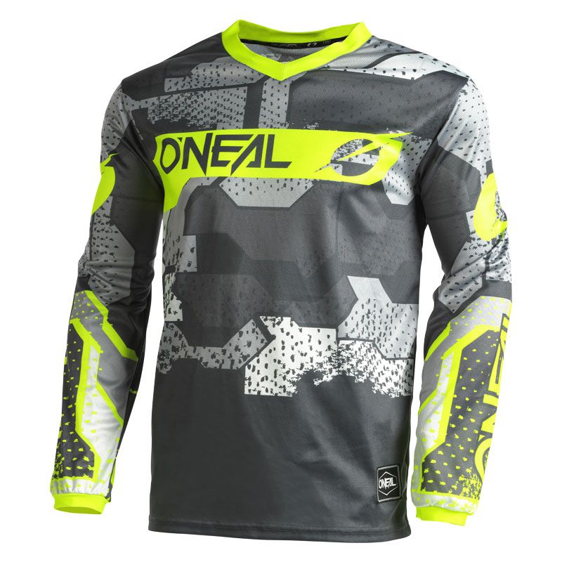 Maillot cross O'Neal ELEMENT - CAMO V.22 - GRAY NEON YELLOW 2023