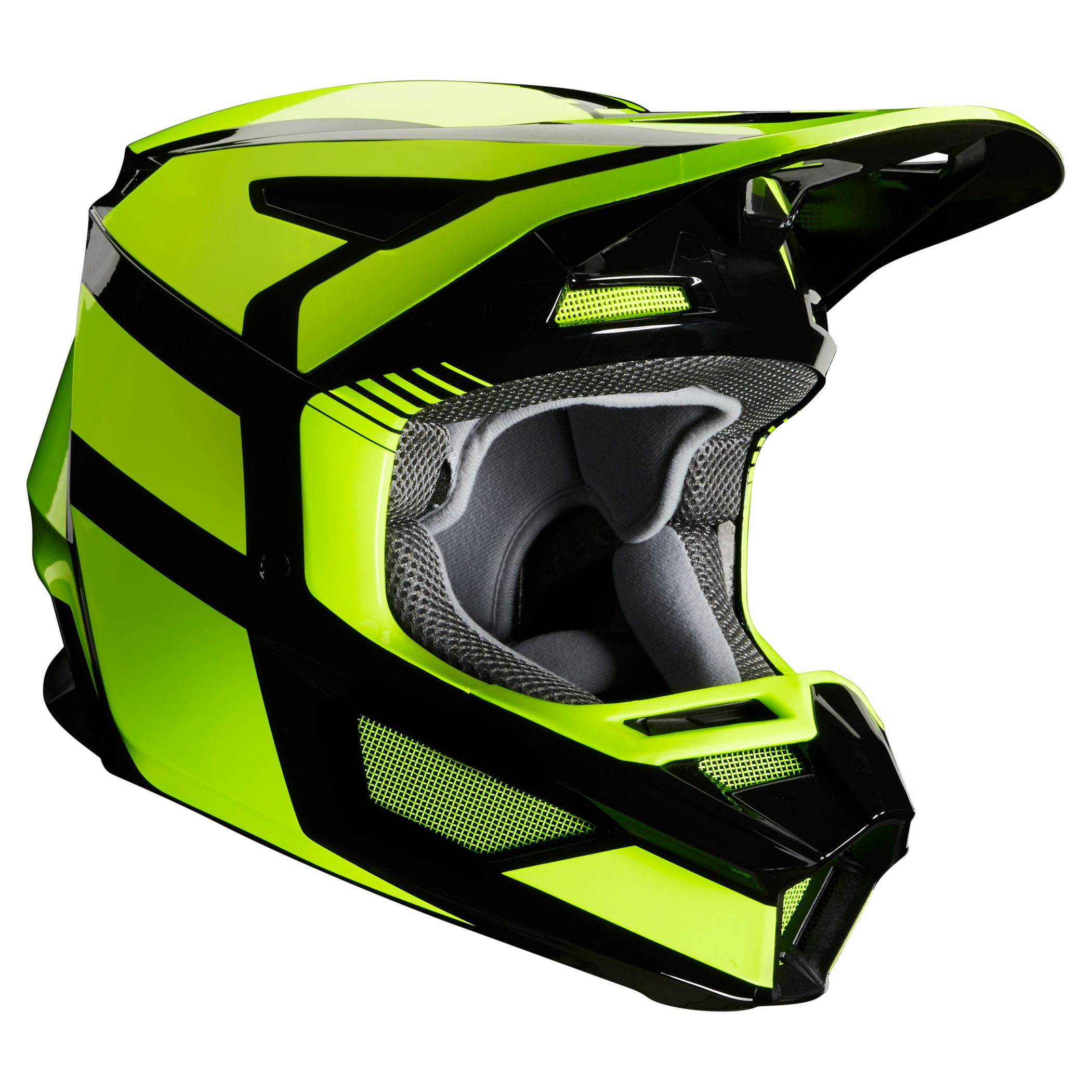 Image of Casque cross Fox YOUTH V2 - HAYL - YELLOW FLUO