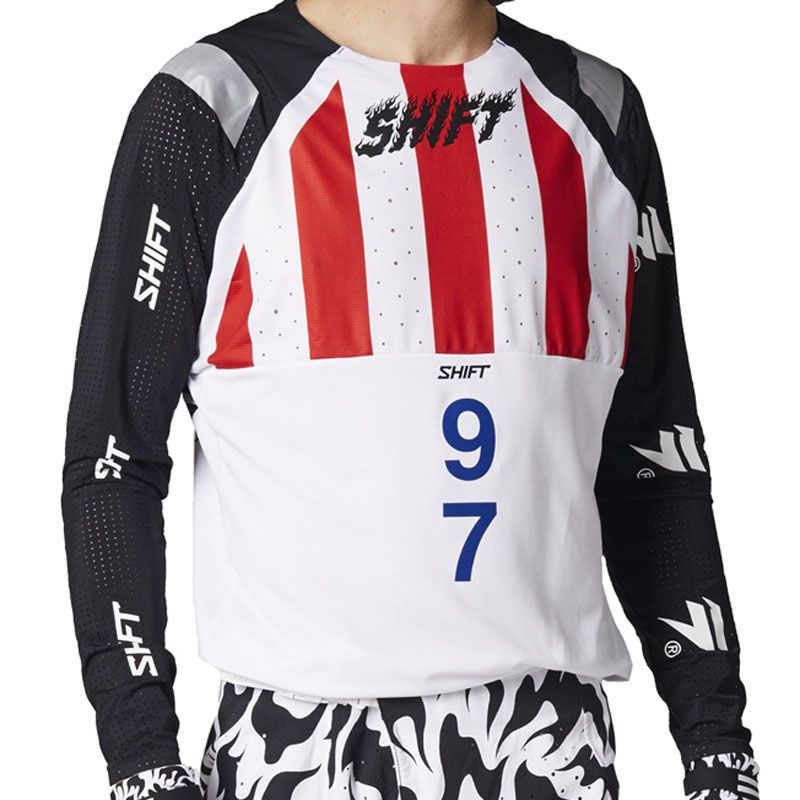 Maillot cross Shift BLUE LABEL FLAME WHITE / BLACK 2021