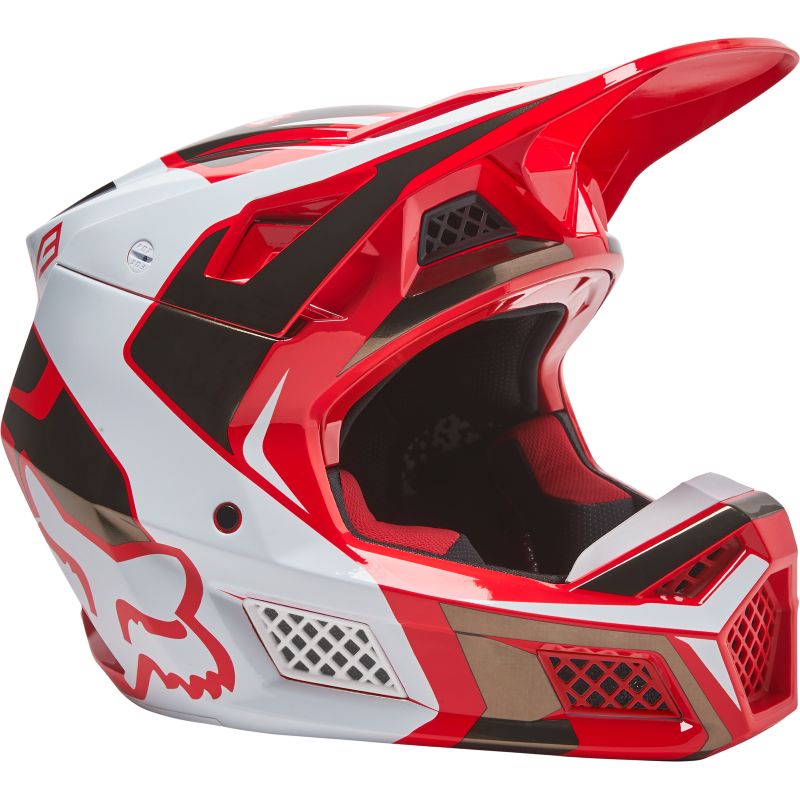 Image of Casque cross Fox V3 RS MIRER - FLUO RED 2022