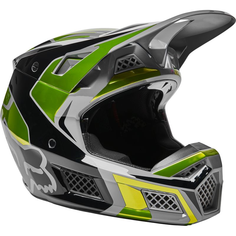 Image of Casque cross Fox V3 RS MIRER - FLUO YELLOW 2022