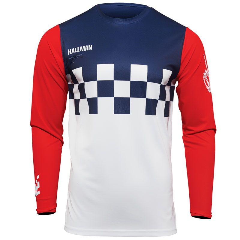 Image of Maillot cross Thor HALLMAN DIFFER CHEQ WHITE RED BLUE 2023