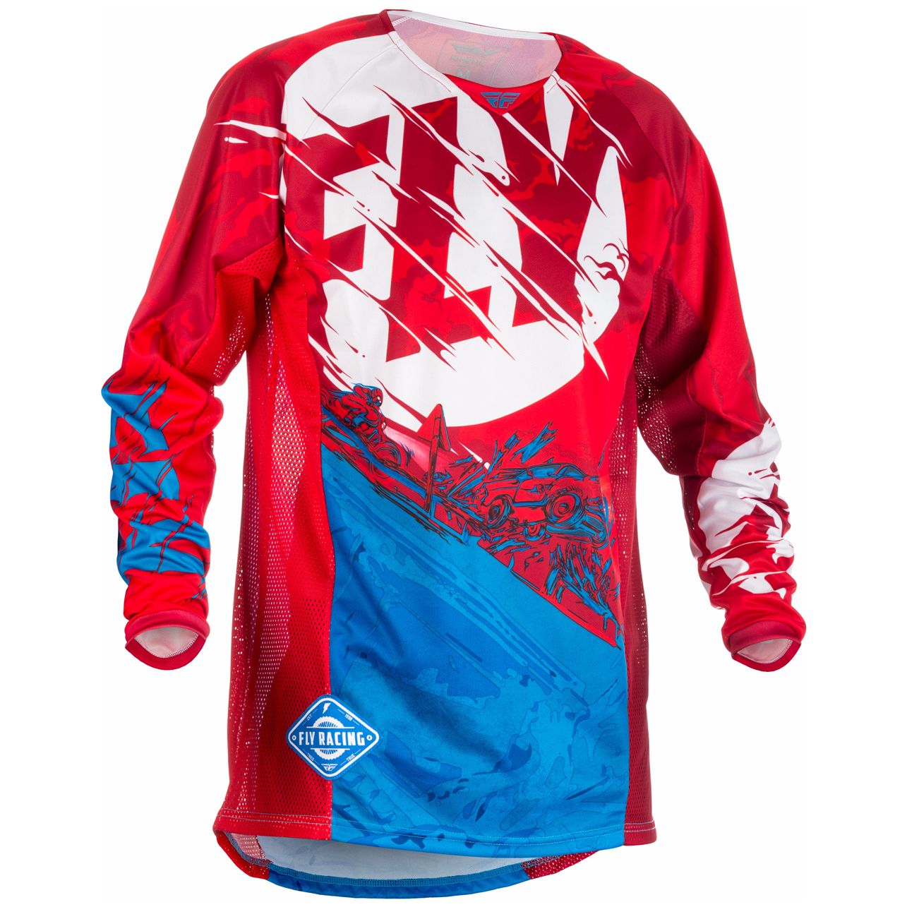 Maillot Cross Fly Kinetic Youth Outlaw - Rouge Blanc Bleu -