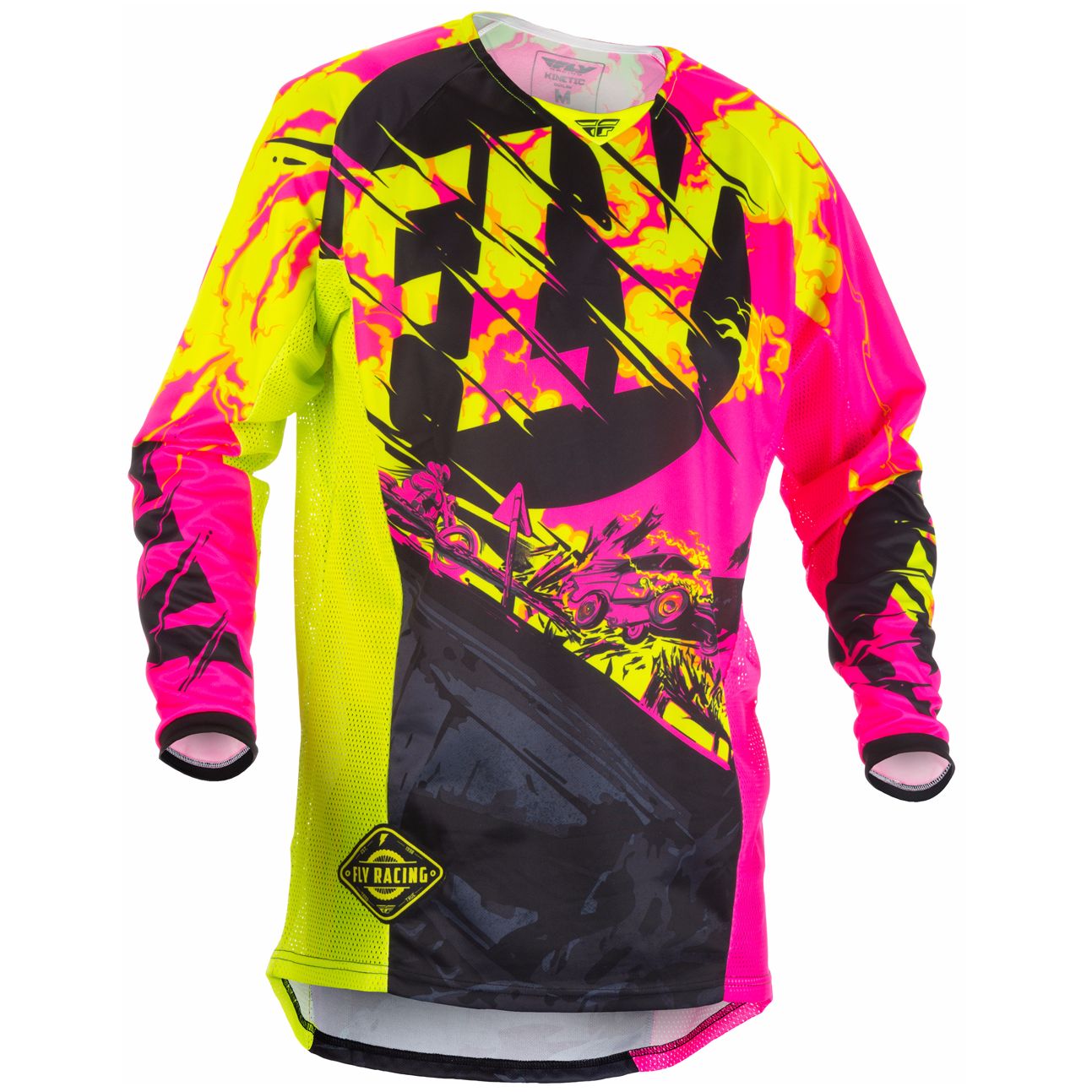 Maillot Cross Fly Kinetic Youth Outlaw - Rose Jaune Fluo -