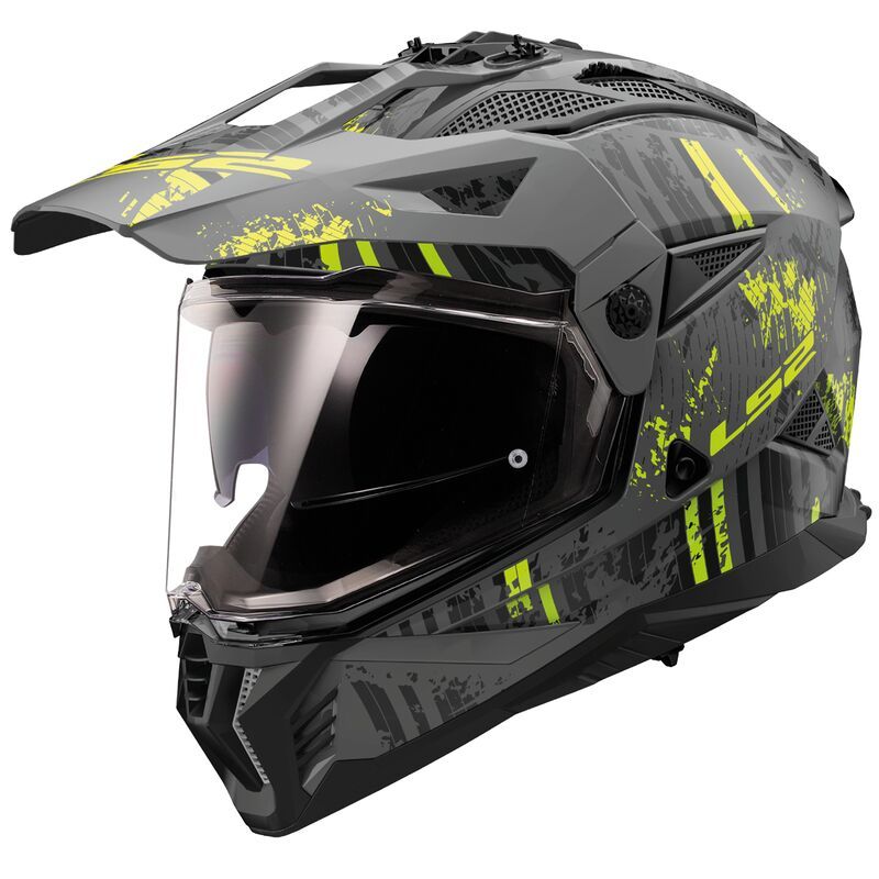 LS2 Casque intégral LS2 MX702 PIONEER II CRAZY — gris et jaune mat