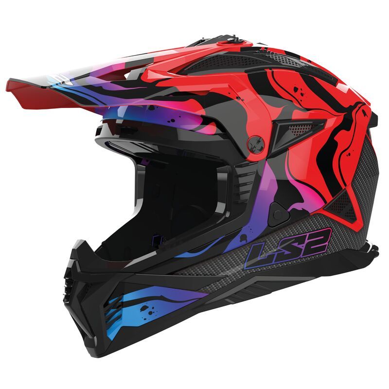 LS2 Casque cross LS2 MX708 FAST II WASH 2025 — noir, bleu et rouge