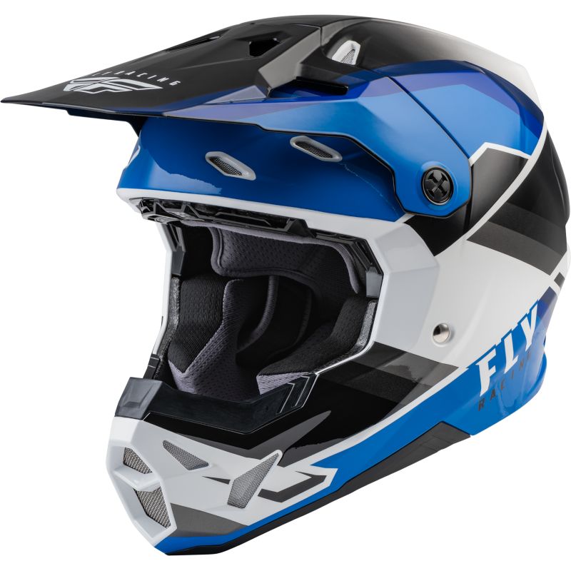 Image of Casque cross Fly FORMULA CP RUSH - NOIR/BLEU/BLANC 2023