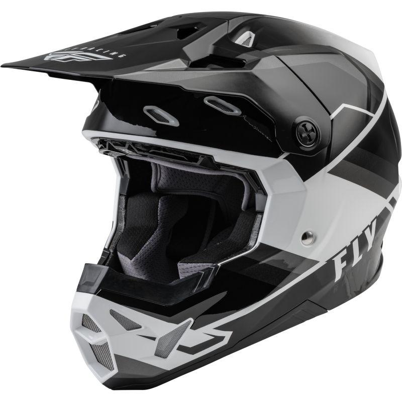 Image of Casque cross Fly FORMULA CP RUSH - GRIS/NOIR/BLANC 2023