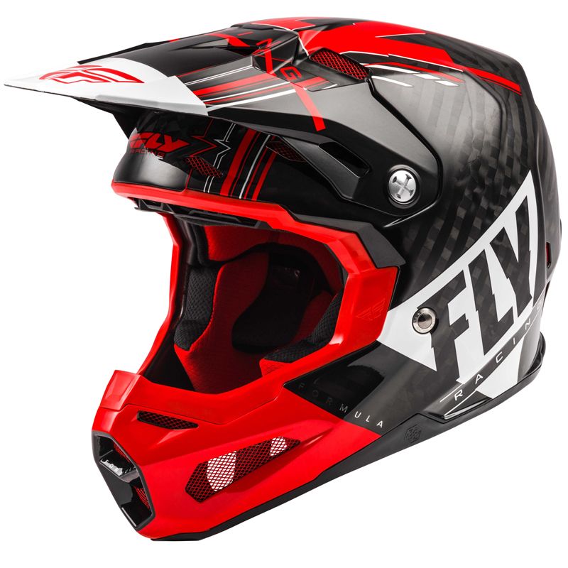 Image of Casque cross Fly FORMULA CARBON VECTOR - RED WHITE BLACK GLOSSY 2021