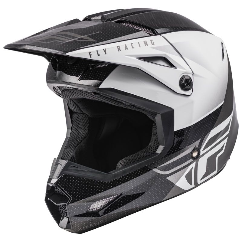 Image of Casque cross Fly KINETIC STRAIGHT EDGE - BLACK WHITE 2022