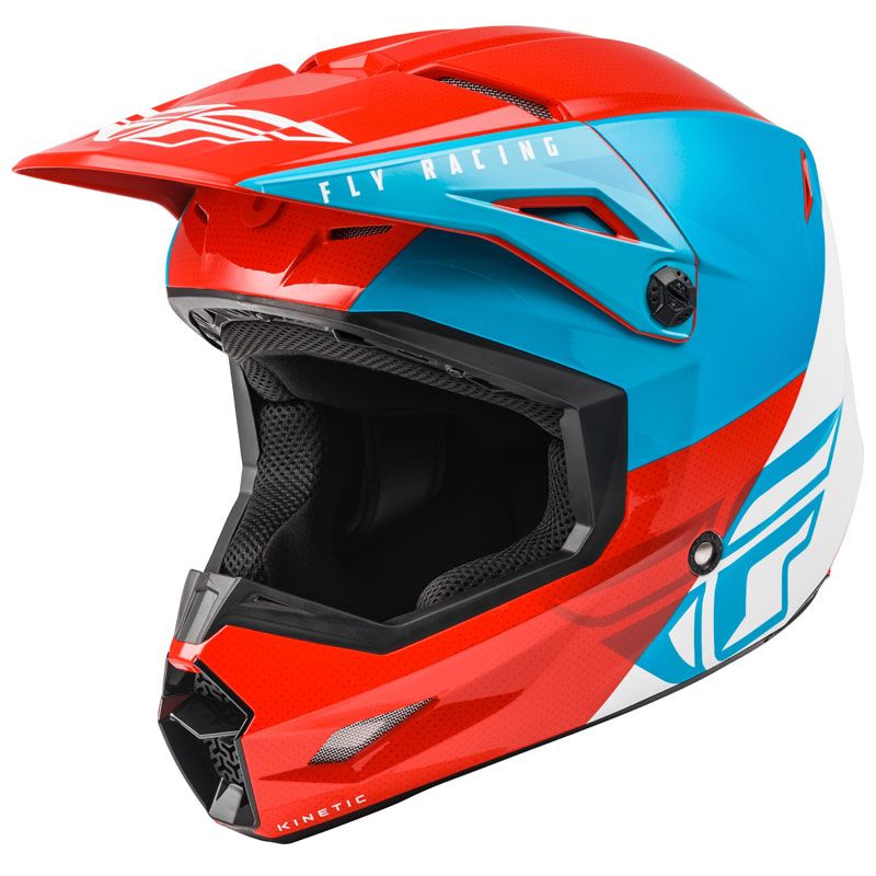 Image of Casque cross Fly KINETIC STRAIGHT EDGE - RED WHITE BLUE 2022