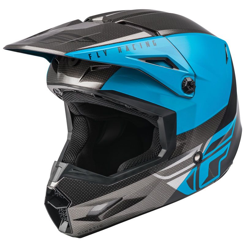 Image of Casque cross Fly KINETIC STRAIGHT EDGE - BLUE GREY BLACK 2022