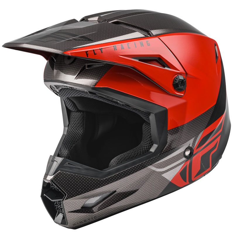 Image of Casque cross Fly KINETIC STRAIGHT EDGE - RED BLACK GREY 2022
