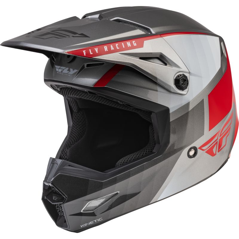 Image of Casque cross Fly KINETIC DRIFT - CHARCOAL/GRIS/ROUGE 2022