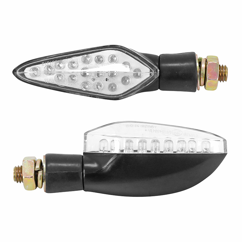 Clignotant Avoc MOTO HIRO 18 LEDS BASE ABS TRANSPARENT - L 99mm - H 30mm 40mm HOMOLOGUE CE PAIRE